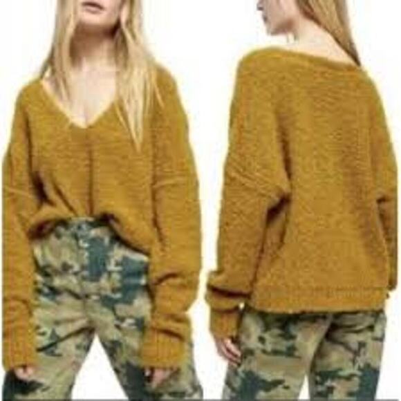 Free People Medium Finders Keepers V Neck Sweater Athens Moss Green Pullover - Picture 14 of 14